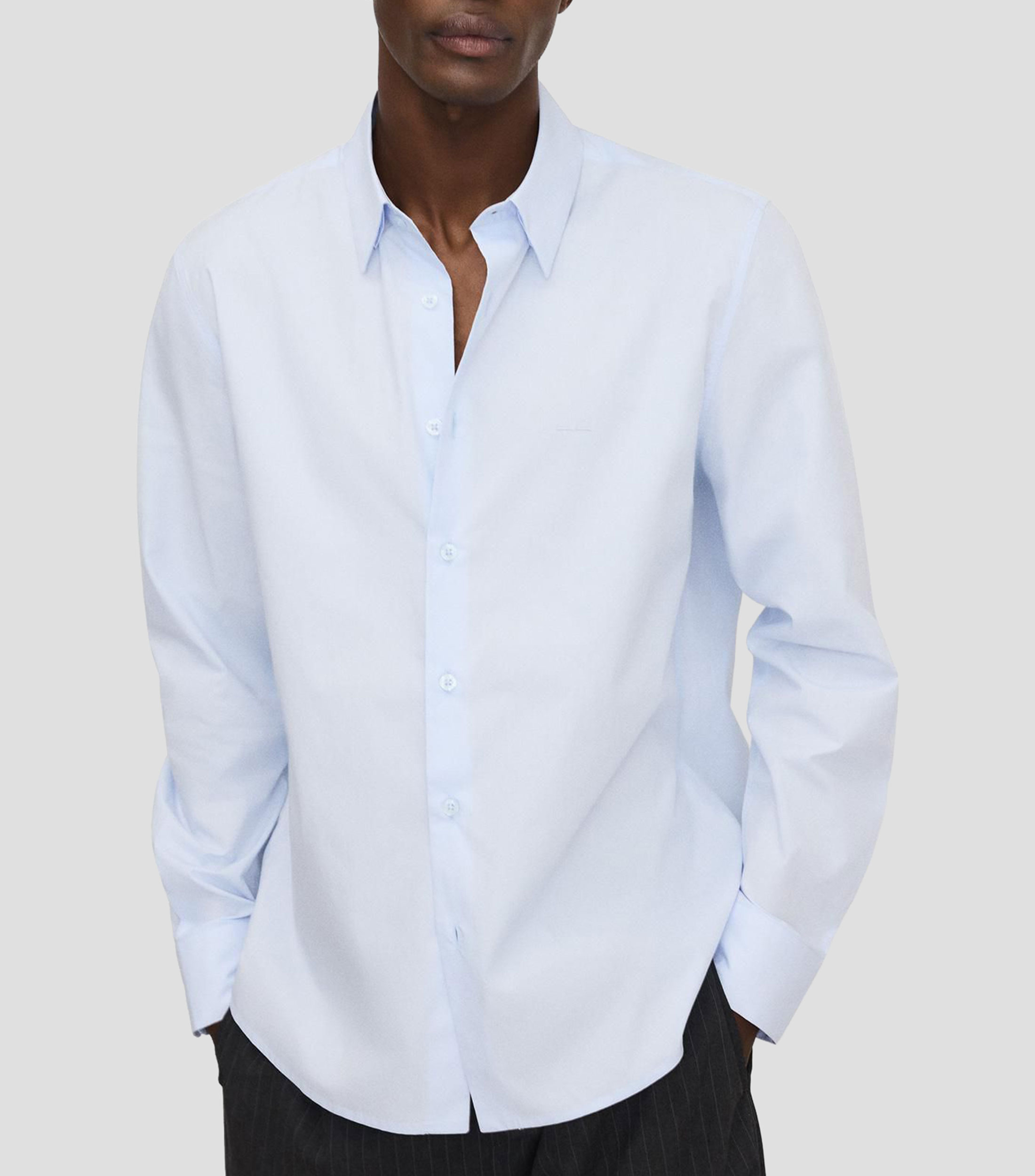 Camisa lisa manga larga Hombre